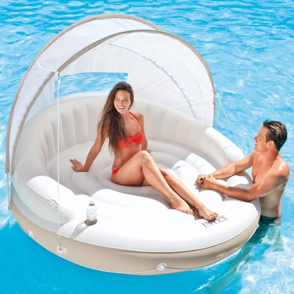 Надувной круг-шезлонг со сьемным навесом INTEX Canopy Island 58292EU Надувной круг-шезлонг со сьемным навесом INTEX Canopy Island 58292EU
