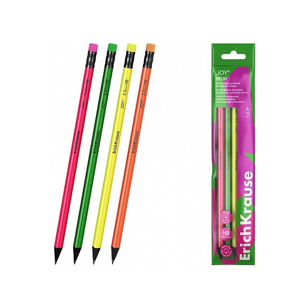Набор чернографитных карандашей Erich Krause JOY® Neon 60701 (4 шт)