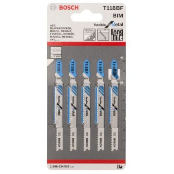 

Оснастка для инструмента BOSCH, Пилка для лобзика Bosch T118ВF (2608634503) 5 шт.
