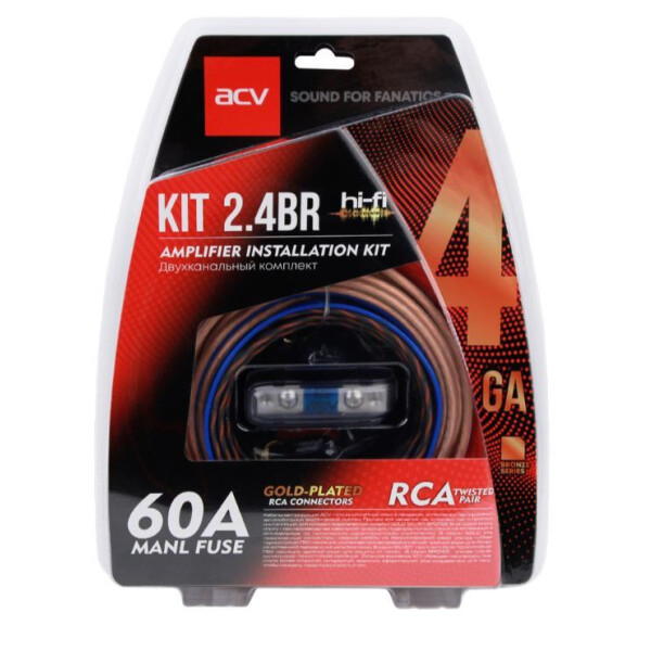 Комплект проводов для 2-х канального усилителя ACV KIT 2.4BR Комплект проводов для 2-х канального усилителя ACV KIT 2.4BR