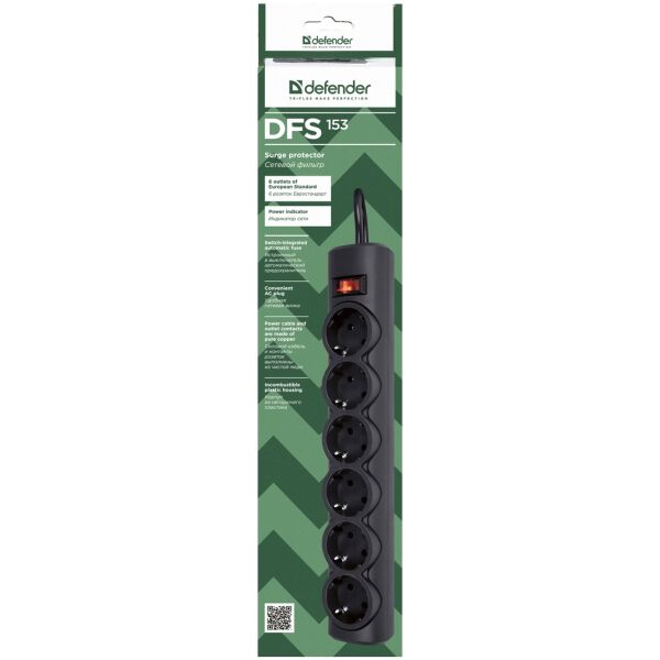 Сетевой фильтр Defender DFS 153 99495 Сетевой фильтр Defender DFS 153 99495