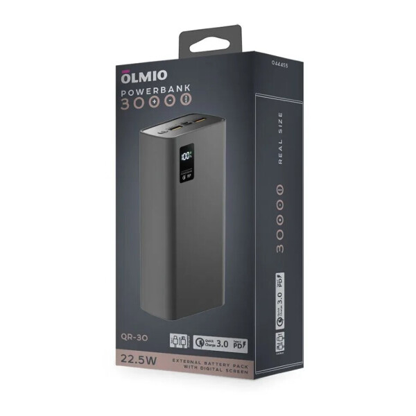 Внешний аккумулятор OLMIO QR-30 (044455) серый Внешний аккумулятор OLMIO QR-30 (044455) серый