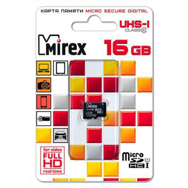 Карта памяти Mirex microSDHC 16GB 13612-MCSUHS16 Карта памяти Mirex microSDHC 16GB 13612-MCSUHS16
