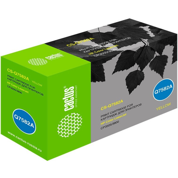 Картридж лазерный Cactus CS-Q7582A Q7582A желтый (6000стр.) для HP CLJ CP3505/3800
