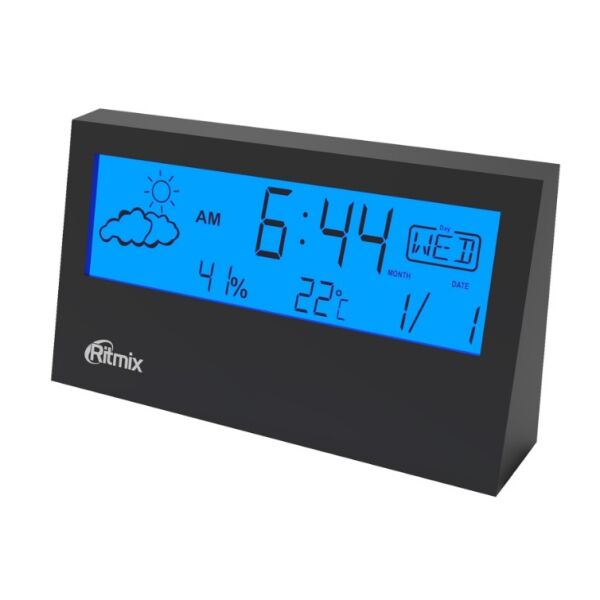 

Метеостации и термометры RITMIX, Часы с метеостанцией Ritmix CAT-044 (черный)