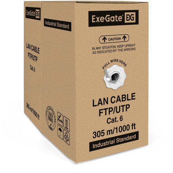 Кабель бухта ExeGate FUTP4-C6-CU-S23-IN-PVC-GY-305-FLUKE FTP EX281810RUS