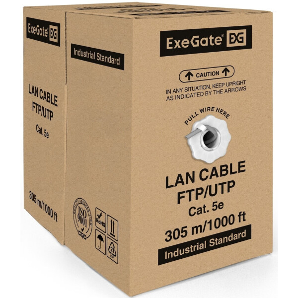 Кабель бухта ExeGate UTP4-C5e-CU-S26-IN-PVC-GY-305 UTP EX264556RUS