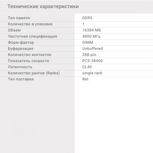 Оперативная память Digma DGMAD54800016S Оперативная память Digma DGMAD54800016S