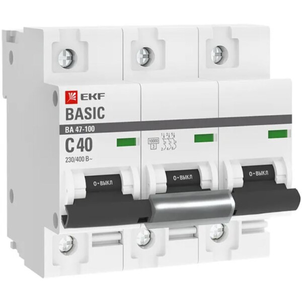 Выключатель автоматический EKF Basic ВА 47-100 3P 40А (C) 10kA