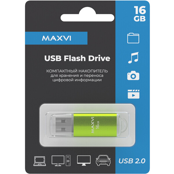 USB флеш-накопитель Maxvi MP 16GB 2.0 green USB флеш-накопитель Maxvi MP 16GB 2.0 green