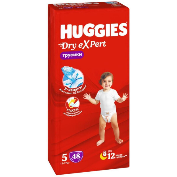 Детские трусики-подгузники Huggies Dry Expert Mega 5 (12-17кг), 48 шт
