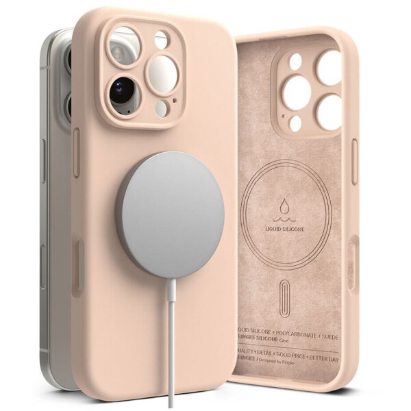 Чехол RINGKE SILICONE MAGNETIC MAGSAFE для IPHONE 16 PRO PINK SAND