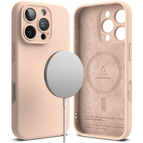 Чехол RINGKE SILICONE MAGNETIC MAGSAFE для IPHONE 16 PRO PINK SAND Чехол RINGKE SILICONE MAGNETIC MAGSAFE для IPHONE 16 PRO PINK SAND