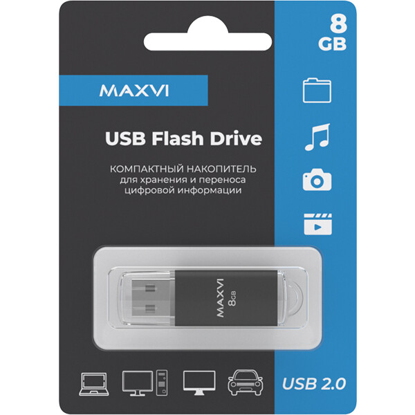 USB флеш-накопитель Maxvi MP 8GB 2.0 black USB флеш-накопитель Maxvi MP 8GB 2.0 black