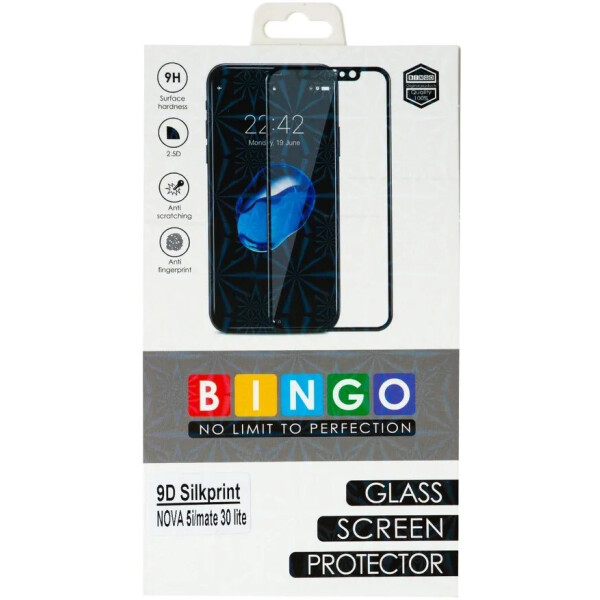 Защитное стекло Bingo Full Silkprint для HUAWEI Mate 30 Lite Черное