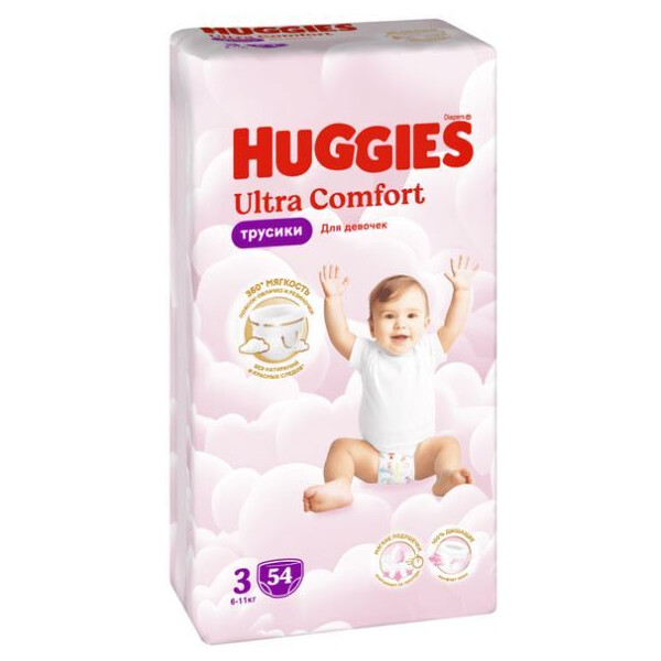 Трусики-подгузники HUGGIES Ultra Comfort Girl Mega 3 (54 шт)