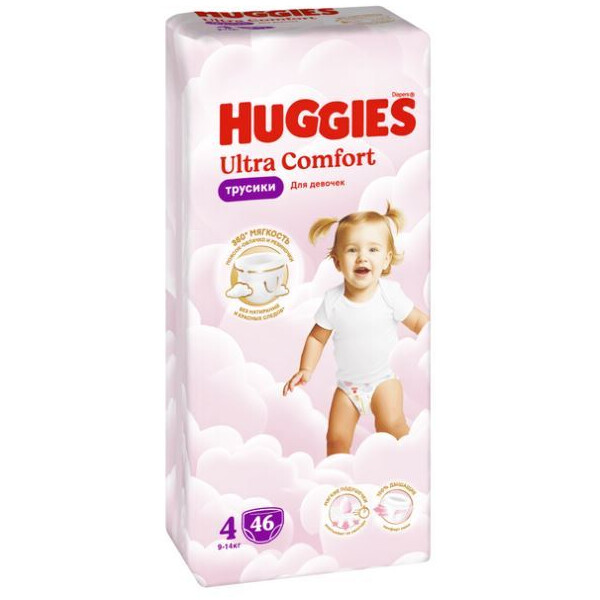 Трусики-подгузники HUGGIES Ultra Comfort Girl Mega 4 (46 шт)