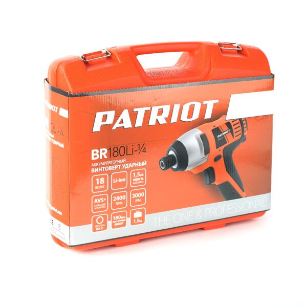 Винтоверт Patriot BR 180Li 1/4 (180301585) с 2-мя АКБ, кейс
