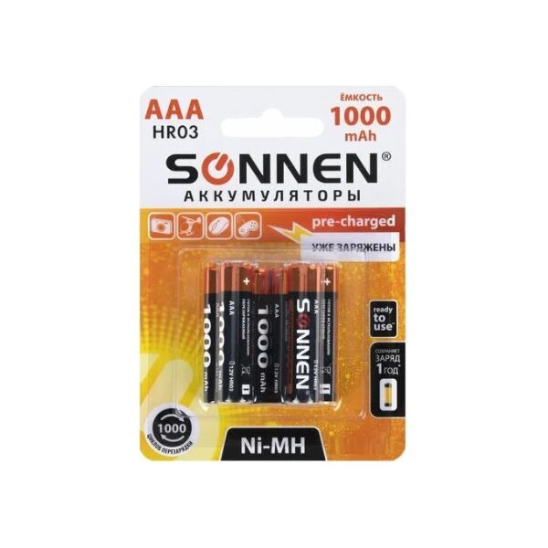 Аккумулятор SONNEN AAA 1000мАч 455611