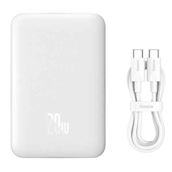 

Портативные аккумуляторы BASEUS, Внешний аккумулятор Baseus Magnetic Mini Wireless Fast Charge Power Bank 10000mAh 20W (PPCX030002) белый