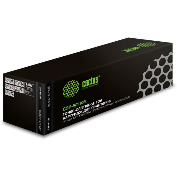 Картридж лазерный Cactus CSP-W1106 черный (1000стр.) для HP Laser 107a/107r/107w/135a MFP/135r MFP/135w MFP/137fnw MFP