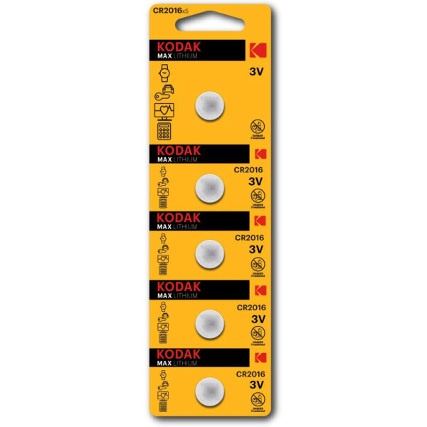 Батарейки Kodak CR2016-5BL MAX Lithium 30411555-RU1