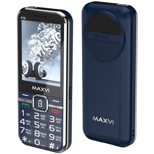 Мобильный телефон Maxvi P18i +ЗУ WC-114 (синий)