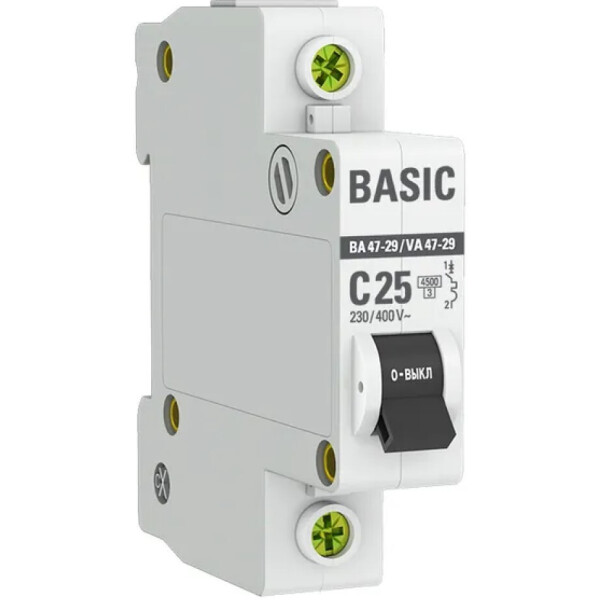 Выключатель автоматический EKF Basic ВА 47-29 1P 25А (C) 4,5кА