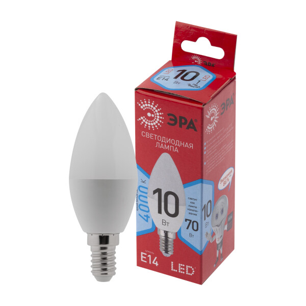 Лампочка ЭРА RED LINE LED B35-10W-840-E14 R Лампочка ЭРА RED LINE LED B35-10W-840-E14 R