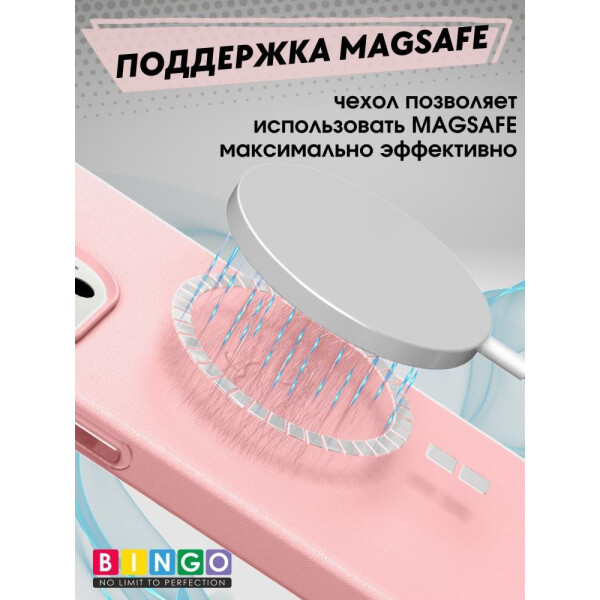 Бампер Bingo Leather Magsafe для APPLE iPhone 15 Pro Max Розовый Бампер Bingo Leather Magsafe для APPLE iPhone 15 Pro Max Розовый