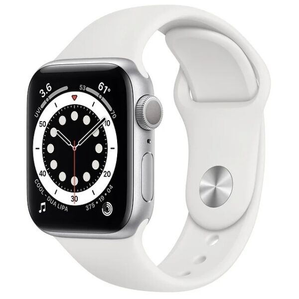 

Умные часы Apple, Смарт-часы APPLE Watch Series 6 Silver Aluminium Case with White Sport Band 40mm (MG283UL/A)