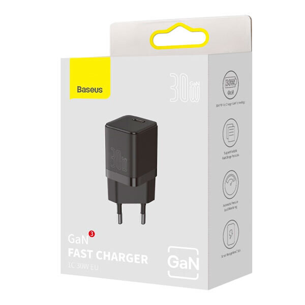 Сетевое зарядное устройство Baseus GaN3 Fast Charger 1C 30W CCGN010101 Black Сетевое зарядное устройство Baseus GaN3 Fast Charger 1C 30W CCGN010101 Black