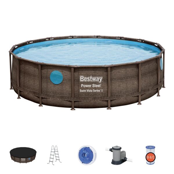 

Бассейны BESTWAY, Каркасный бассейн Bestway Power Steel Swim Vista 56977 (549x122 см, с фильтр-насосом и лестницей)