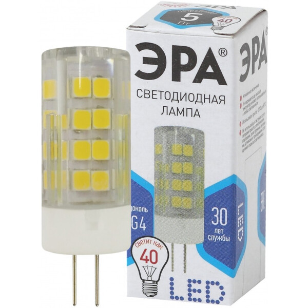 Лампочка ЭРА STD LED JC-5W-220V-CER-840-G4