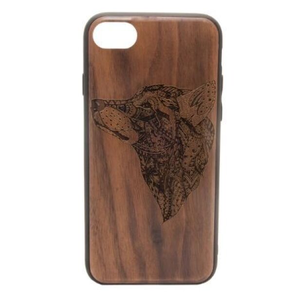 

Чехлы для мобильных телефонов CASE, Накладка CASE Wood для Apple iPhone 7 / 8 (грецкий орех, волк I)