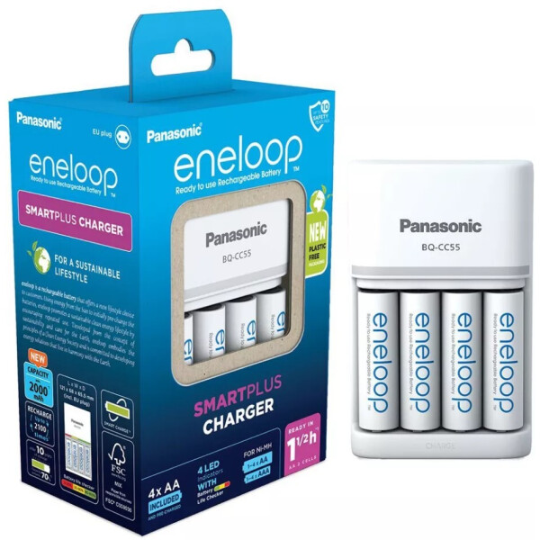 Аккумулятор с зарядным устройством Panasonic Eneloop BQ-CC55/4xBK-3MCDE Smart&Quick (K-KJ55MCD40E)
