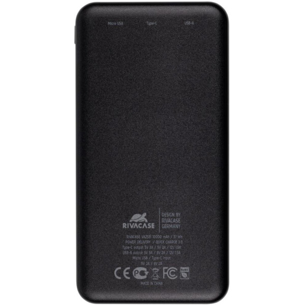 Внешний аккумулятор RIVACASE VA2531 (10000 мАч) Black Внешний аккумулятор RIVACASE VA2531 (10000 мАч) Black