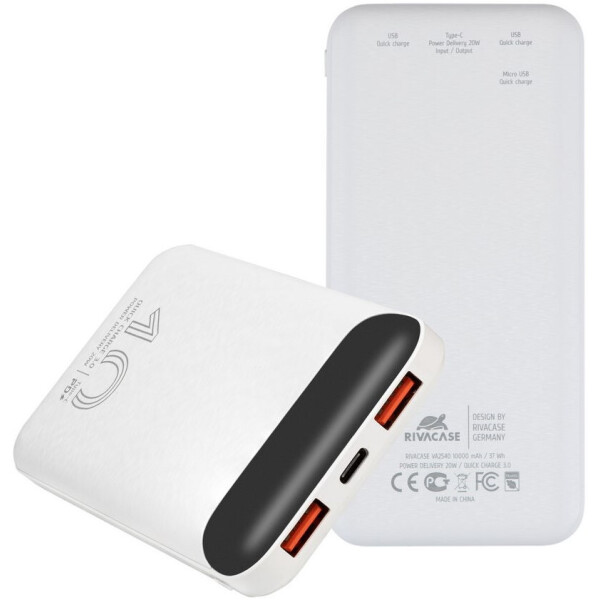 Внешний аккумулятор RIVACASE VA2540 (10 000mAh) White Внешний аккумулятор RIVACASE VA2540 (10 000mAh) White