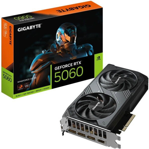 Видеокарта Gigabyte GeForce RTX 5060 Windforce OC 8G GV-N5060WF2OC-8GD