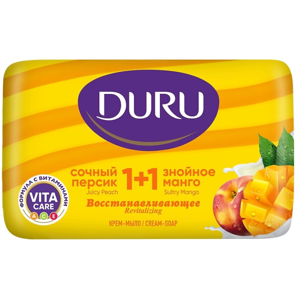 Крем-мыло DURU 1+1 Сочный персик & Знойное манго 80г