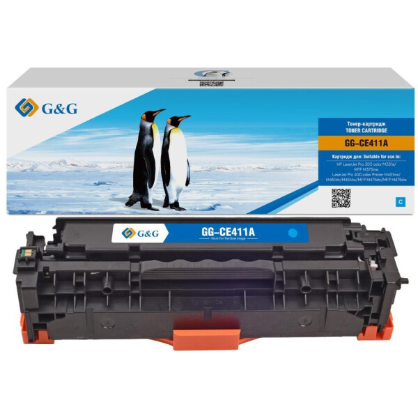 Картридж лазерный G&G GG-CE411A голубой (2600стр.) для HP LJ Pro 300 color M351a/MFP M375nw;Pro 400 color Printer M451nw/MFP M475d/