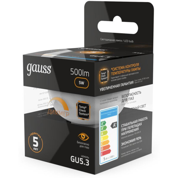 Kампочка Gauss GU5.3 5Вт 3000 K Kампочка Gauss GU5.3 5Вт 3000 K