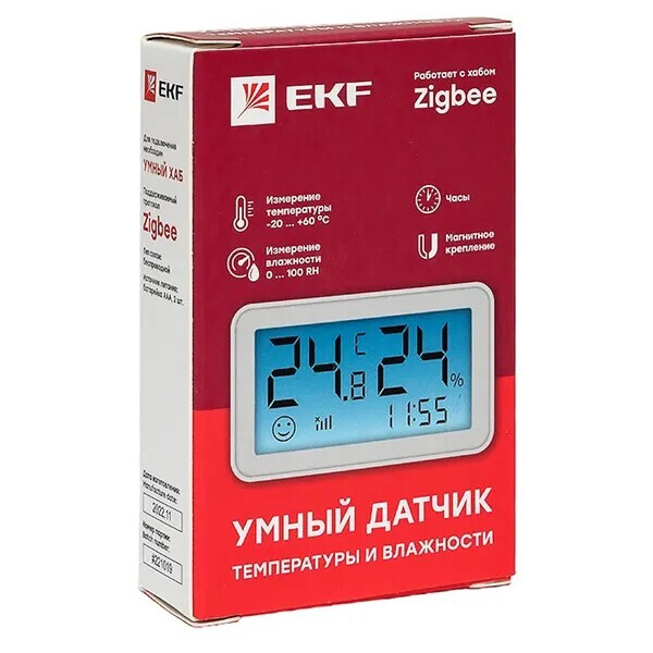 Умный датчик температуры и влажности с экраном Zigbee EKF Connect Умный датчик температуры и влажности с экраном Zigbee EKF Connect