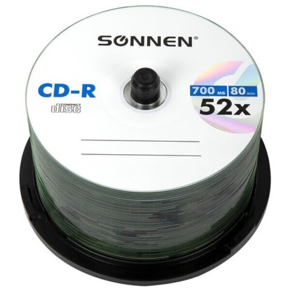 CD-R SONNEN 700Мб, 52x, набор 50 шт. 512570 CD-R SONNEN 700Мб, 52x, набор 50 шт. 512570