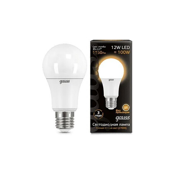 Лампа Gauss LED Globe А60 12W 2700К/3000K 102502112