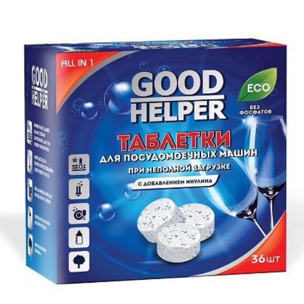 

Средства для ПММ GOODHELPER, Таблетки для посудомоечных машин GOODHELPER DW-3610 (36 шт)