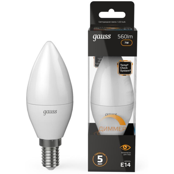 Светодиодная лампочка Gauss Candle-dim E14 7 Вт 3000 К 103101107-D