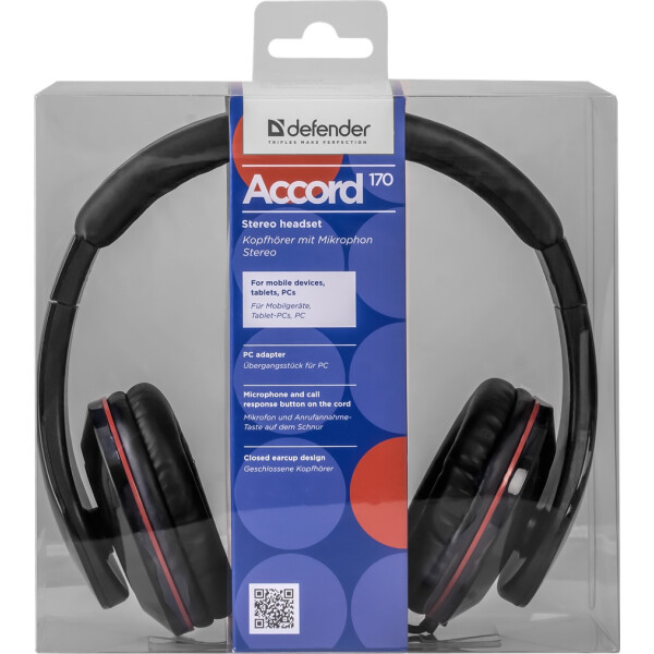 Гарнитура для смартфонов Defender Accord 170 (черный) Гарнитура для смартфонов Defender Accord 170 (черный)