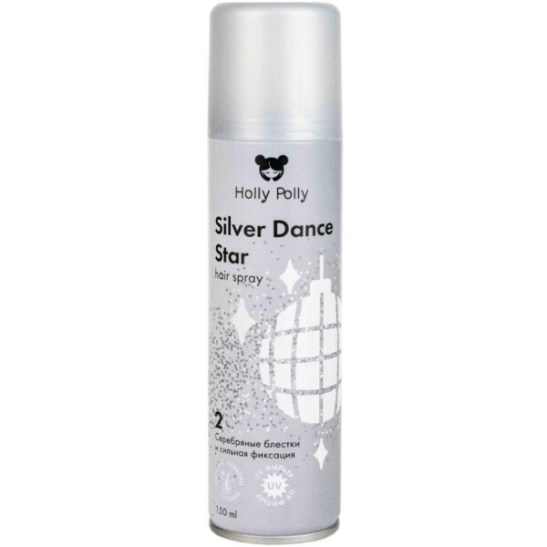 Лак для волос Holly Polly Silver Dance Star сильной фиксации с серебряными блестками,150 мл
