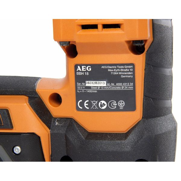 Перфоратор AEG Powertools BBH 18-0 (4935408330) без АКБ и ЗУ Перфоратор AEG Powertools BBH 18-0 (4935408330) без АКБ и ЗУ